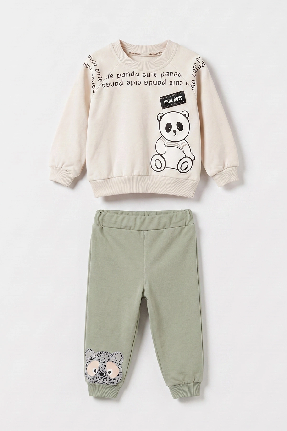 Su Yeşili (6-24 Ay) Panda Baskılı    2 İp Erkek  Bebek Mevsimlik Takım 475970