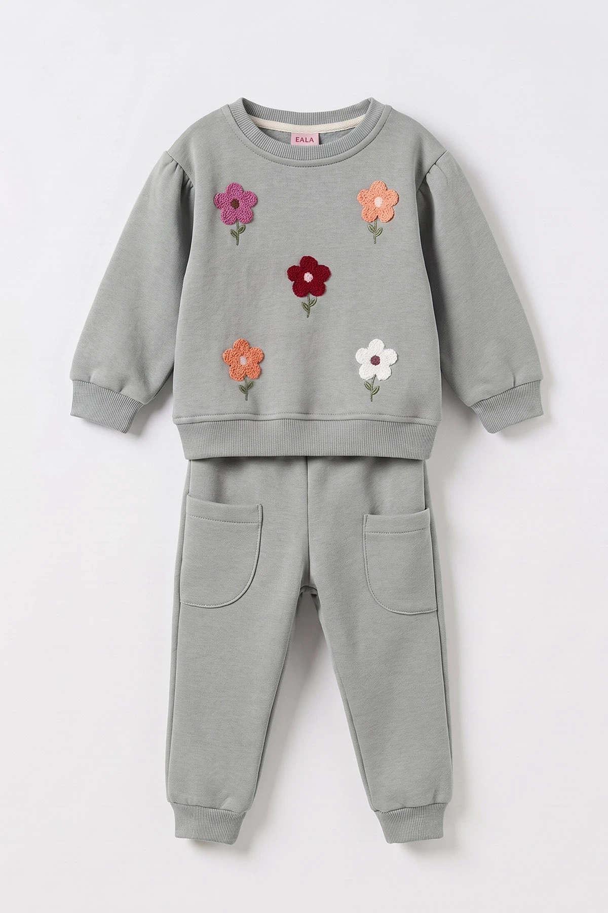 Su Yeşili (6-24 Ay) Papatya Nakışlı   3 İp Şardonlu Kız Bebek Kışlık Takım 497252