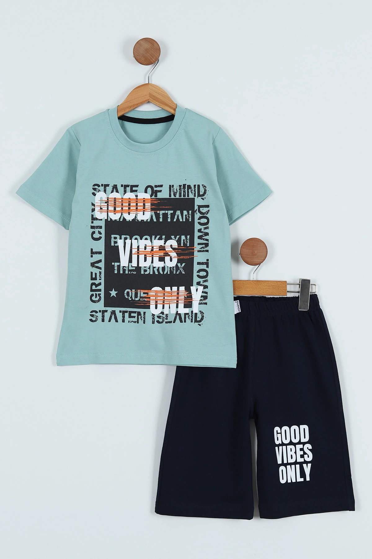 Su Yeşili (7-10 Yaş) Good Baskılı Erkek Çocuk Takım 265511