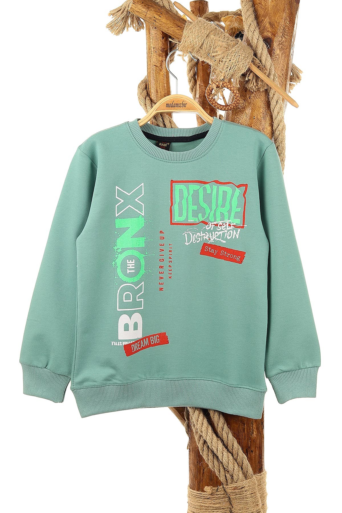 Su Yeşili (9-12 Yaş) Bronx Desire Baskılı Erkek Çocuk Sweat 150942