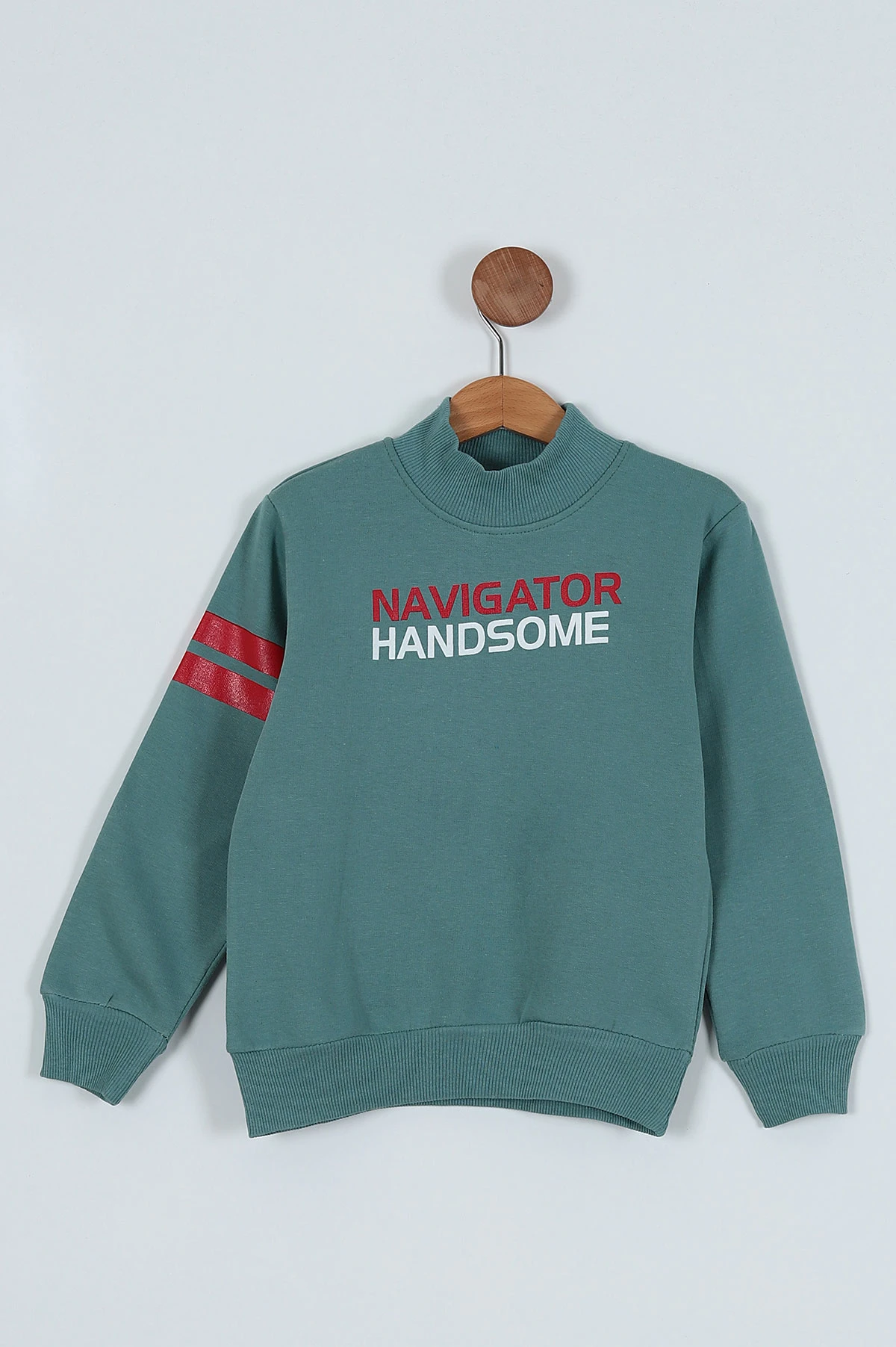 Su Yeşili (9-12 Yaş) Navigatör Baskılı Balıkçı Yaka Erkek Çocuk Sweat 236410