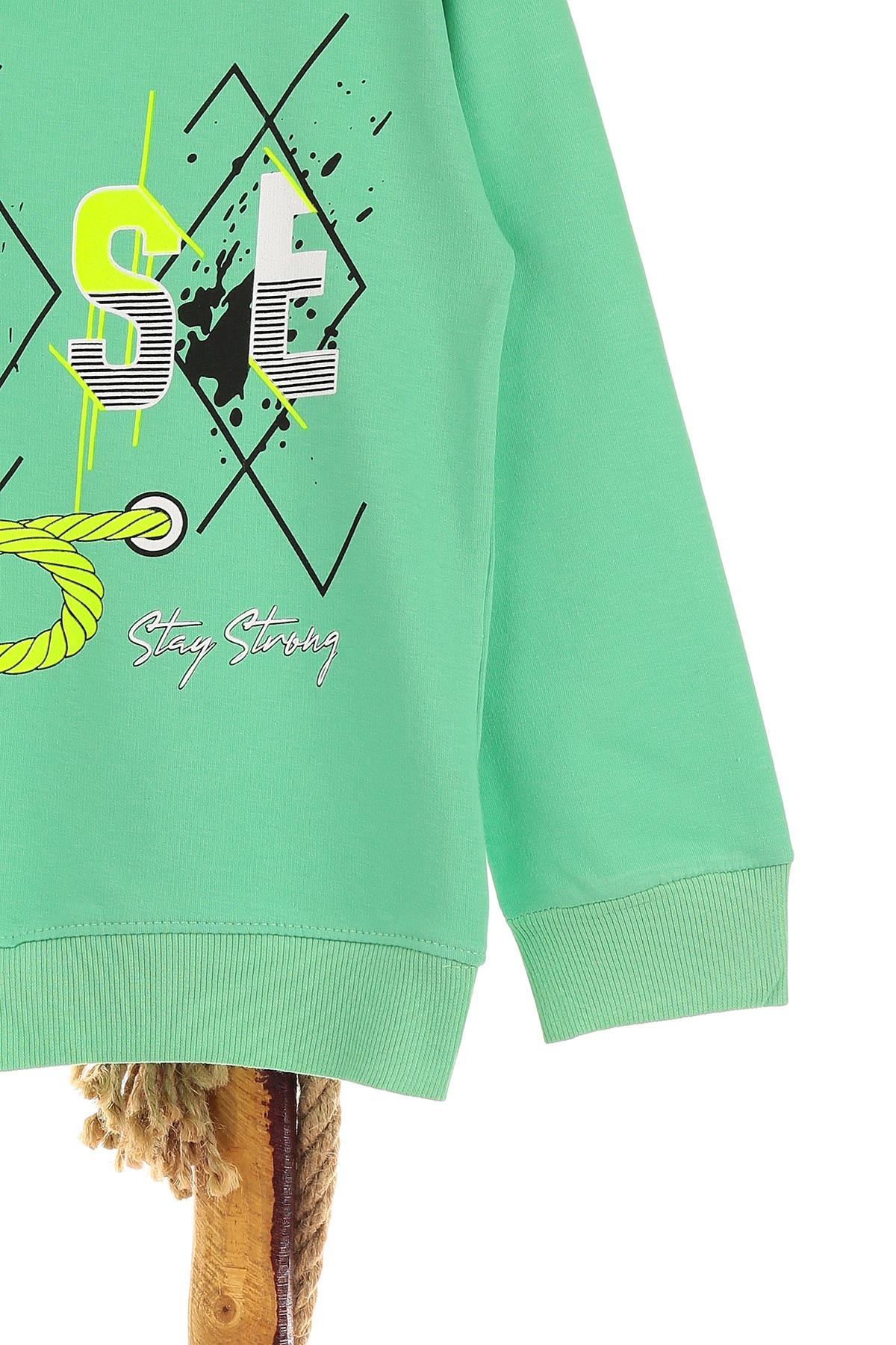 Su Yeşili (9-12 Yaş) Rose Baskılı Kız Çocuk Sweat 150959