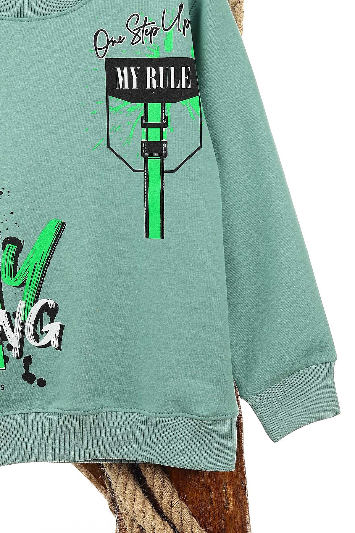 Su Yeşili (9-12 Yaş) Stay Strong Baskılı Erkek Çocuk Sweat 150912