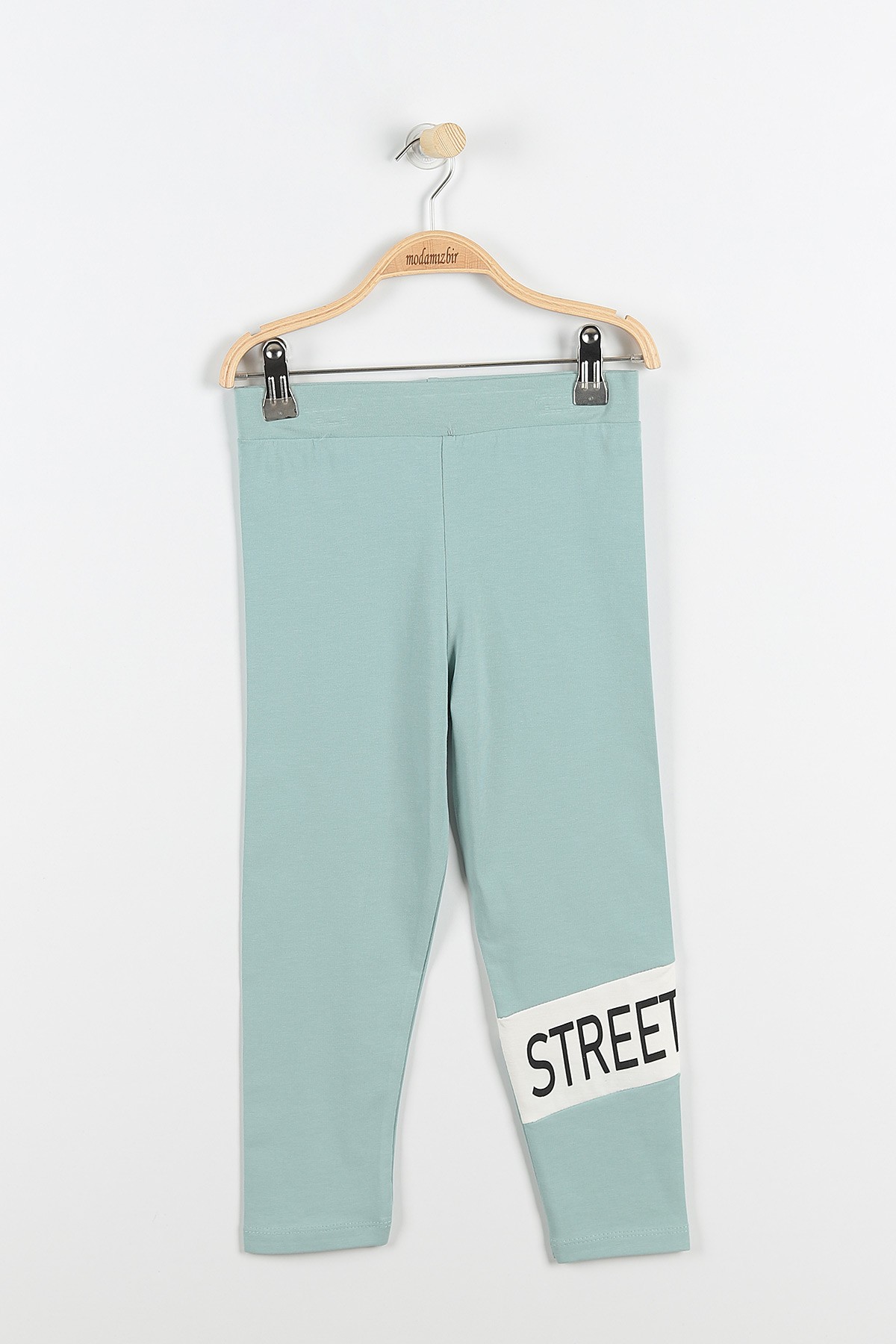 Su Yeşili (9-12 Yaş) Street Wear Baskılı Kapüşon Detaylı Kız Çocuk Takım 176956