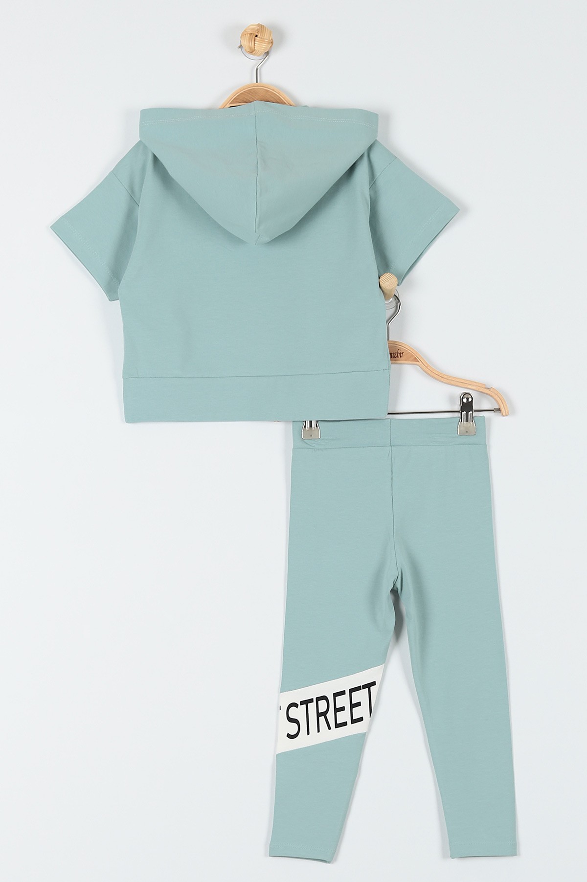 Su Yeşili (9-12 Yaş) Street Wear Baskılı Kız Çocuk Takım 180953