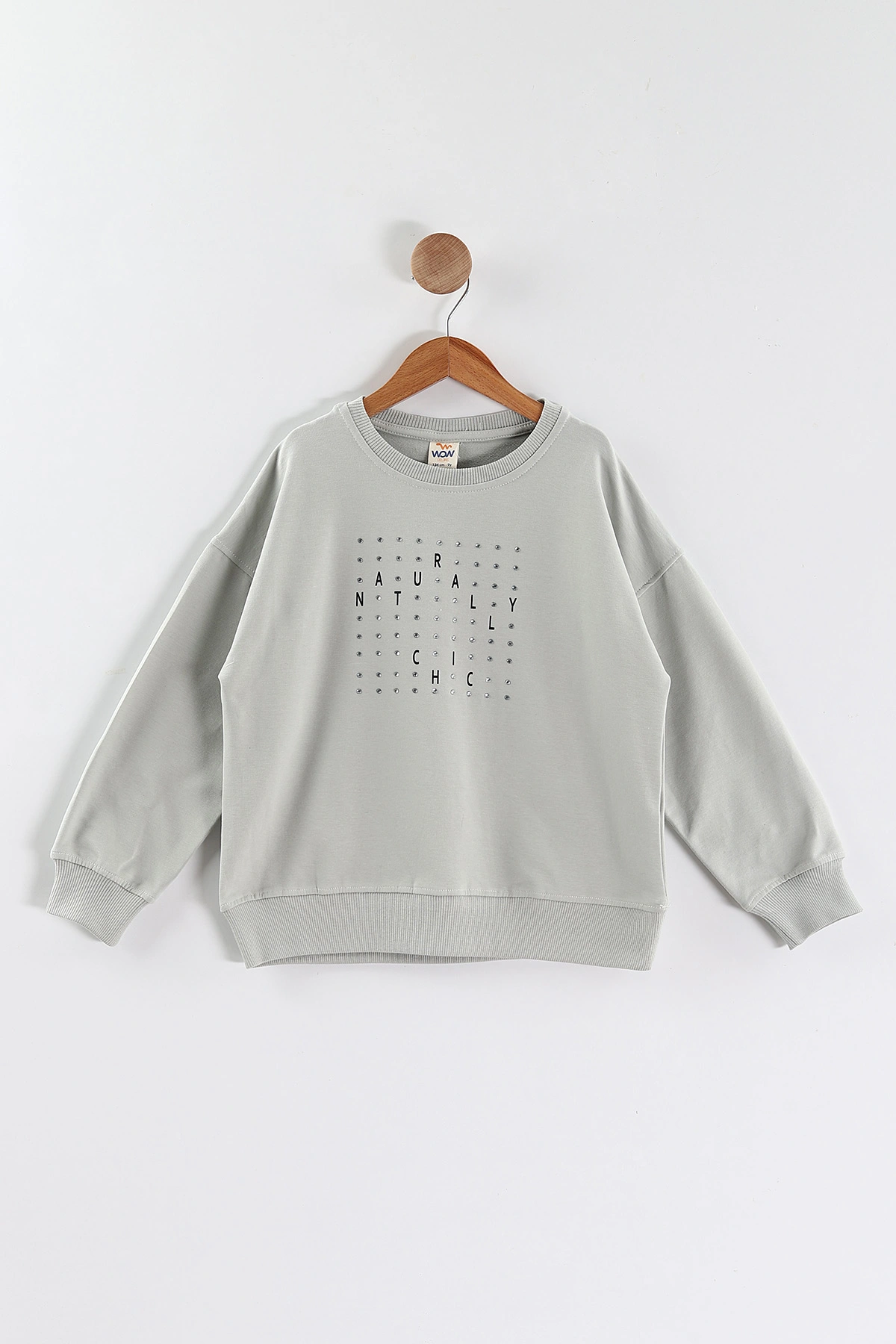 Su Yeşili (9-12 Yaş)Önü Taşlı Kız Çocuk Sweatshirt 432950