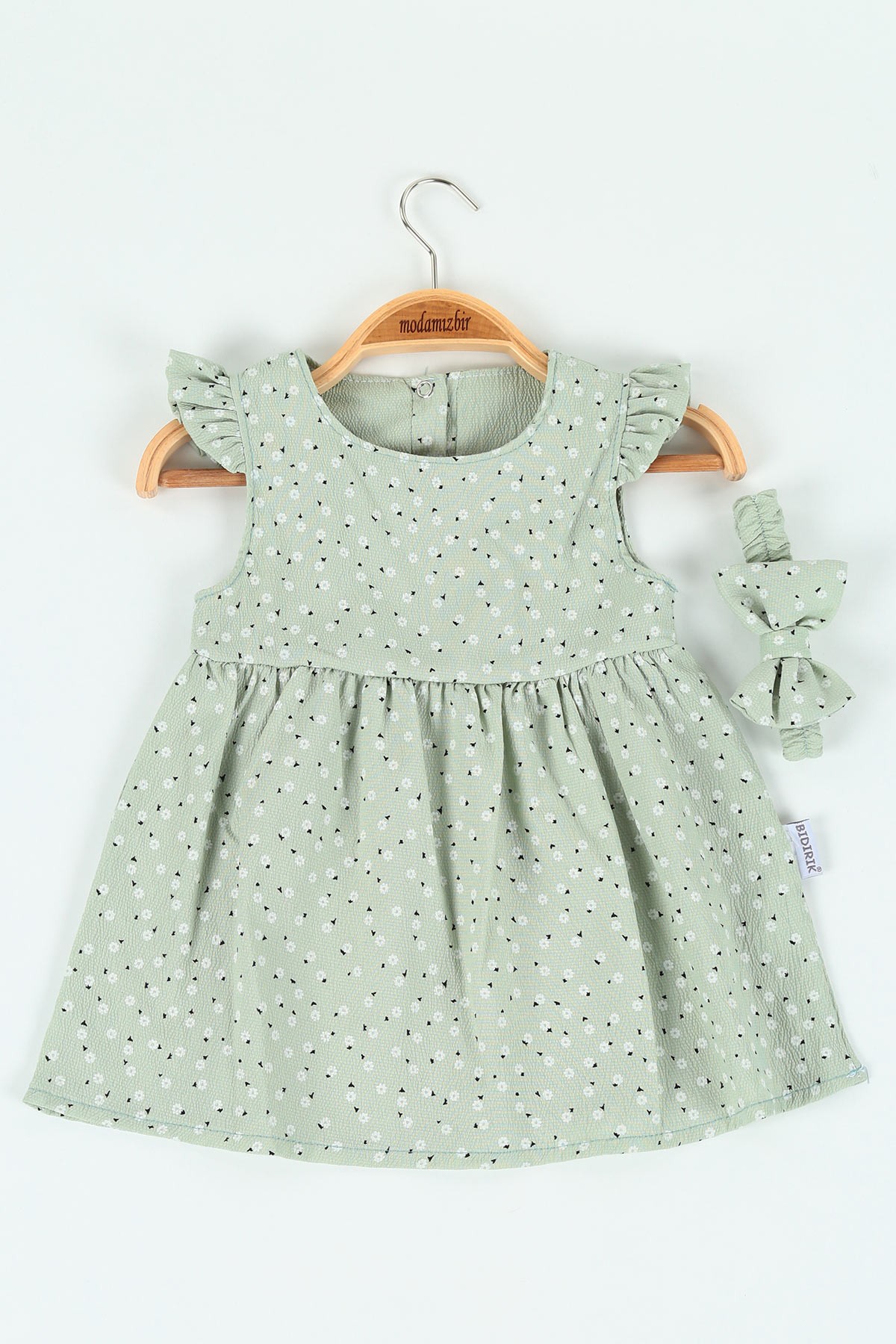 Su Yeşili (9-24 ay) Sırtı Çıt Çıtlı Kız Çocuk Elbise 120199