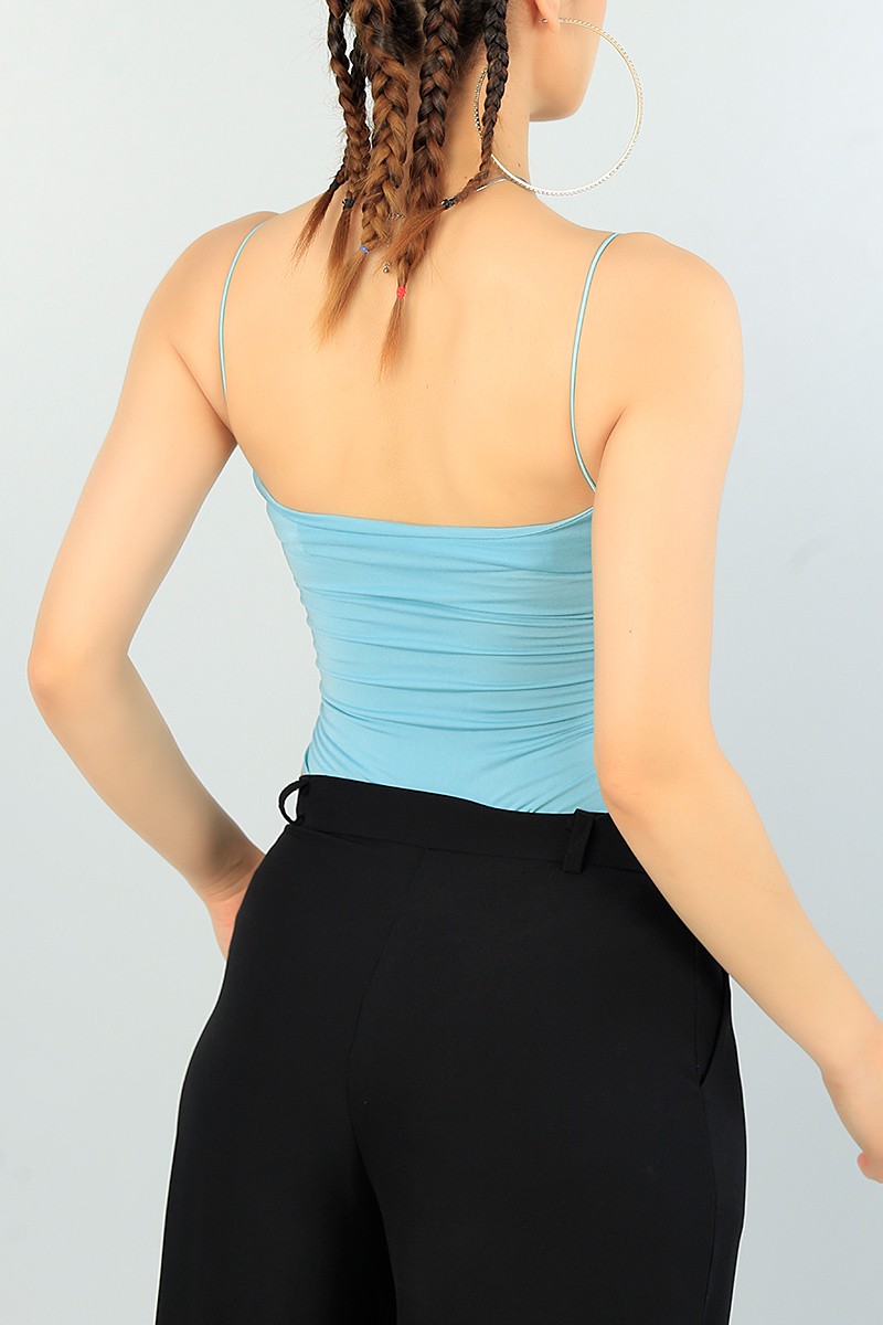 Su Yeşili Askılı Zıbın Bluz 67693
