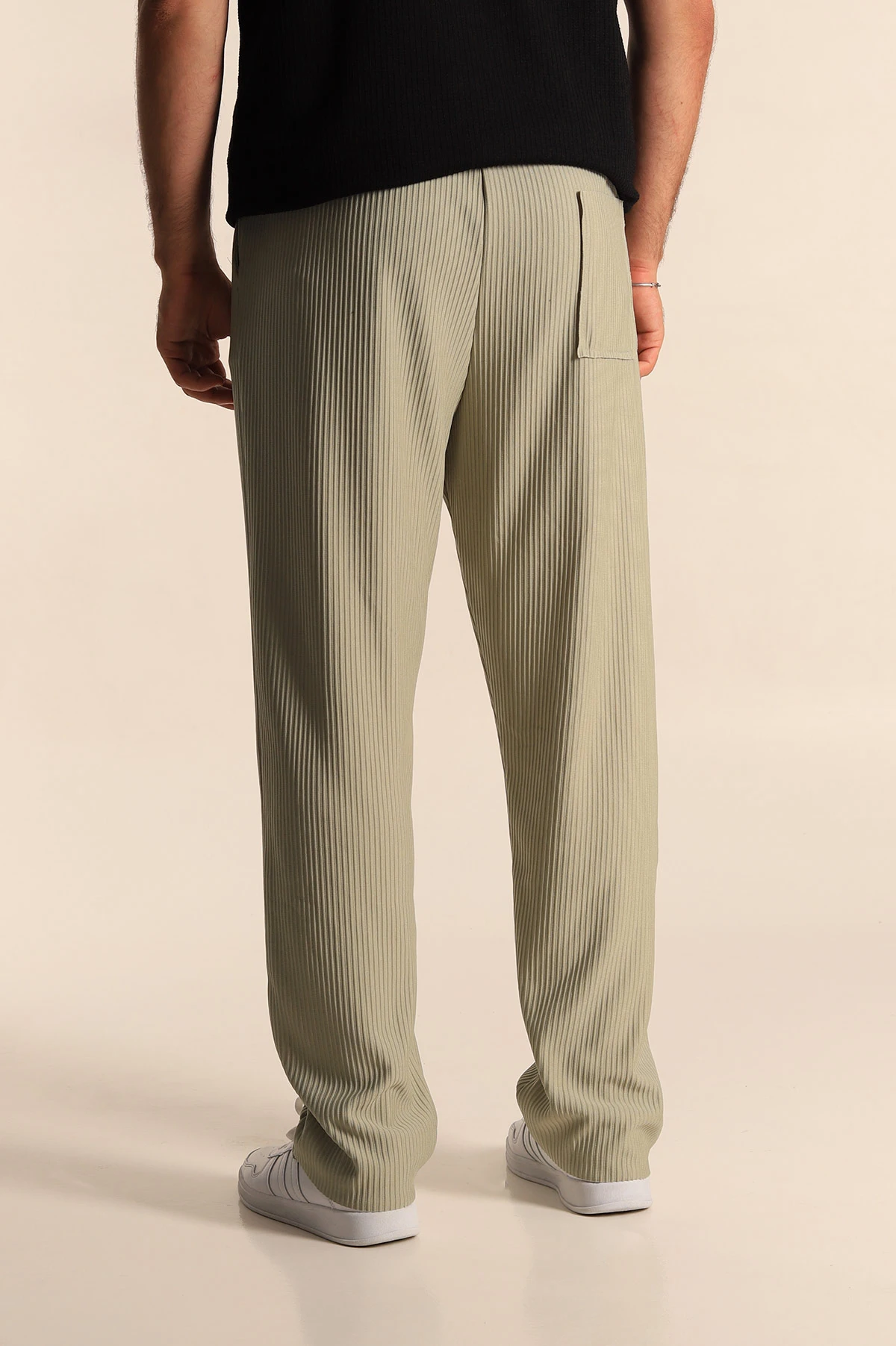 Su Yeşili Baggy Fit Bel Bağlamalı Kesik Paça Erkek Jogger Pantolon 280075
