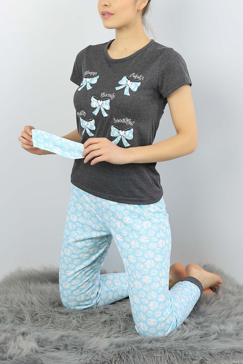 Su Yeşili Baskılı Bayan Pijama Takımı 54889