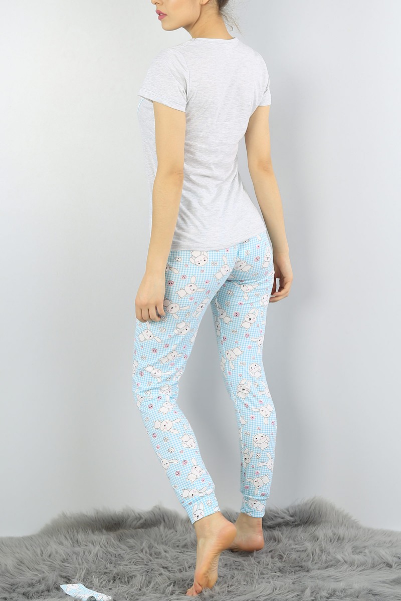 Su Yeşili Baskılı Bayan Pijama Takımı 54926