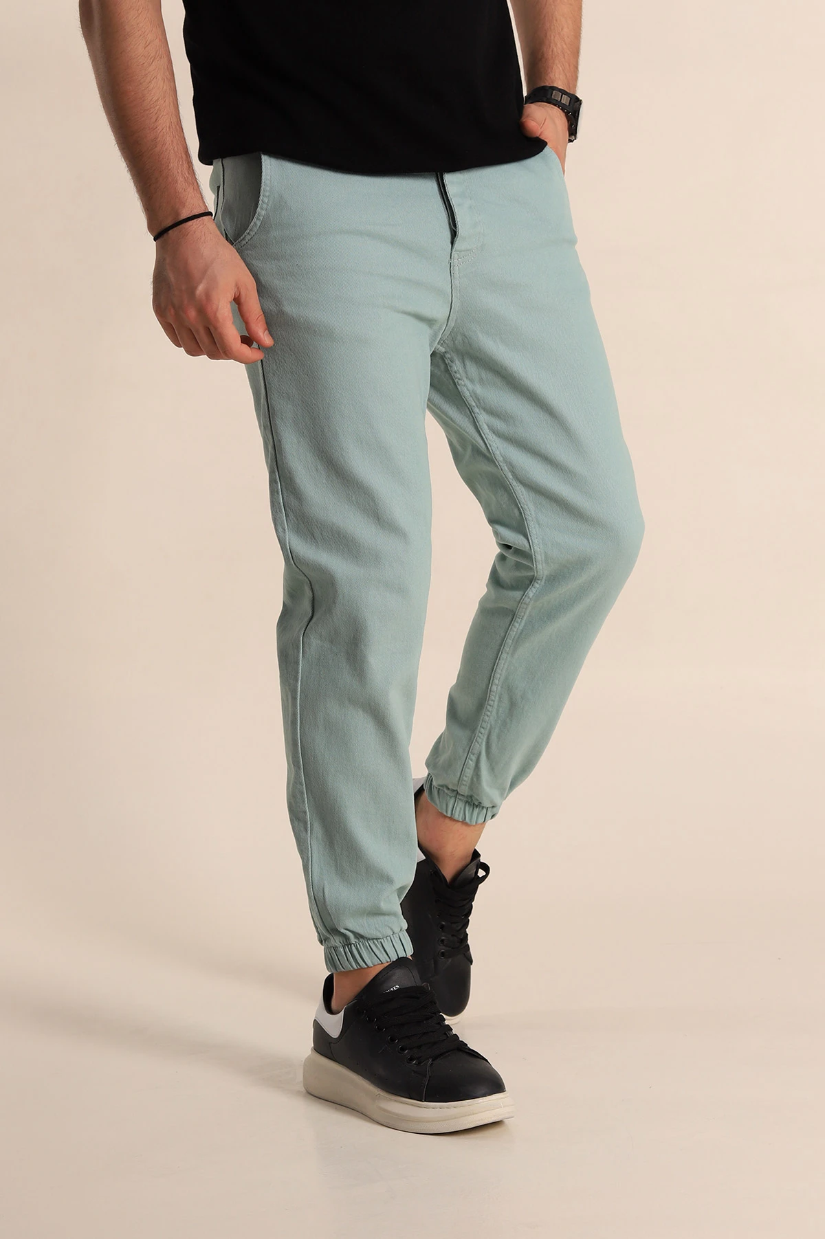 Su Yeşili Boyfriend Paça Lastikli Erkek Kot Pantolon 266973