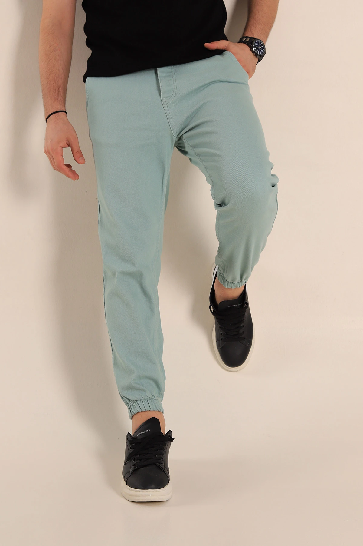 Su Yeşili Boyfriend Paça Lastikli Erkek Kot Pantolon 266973