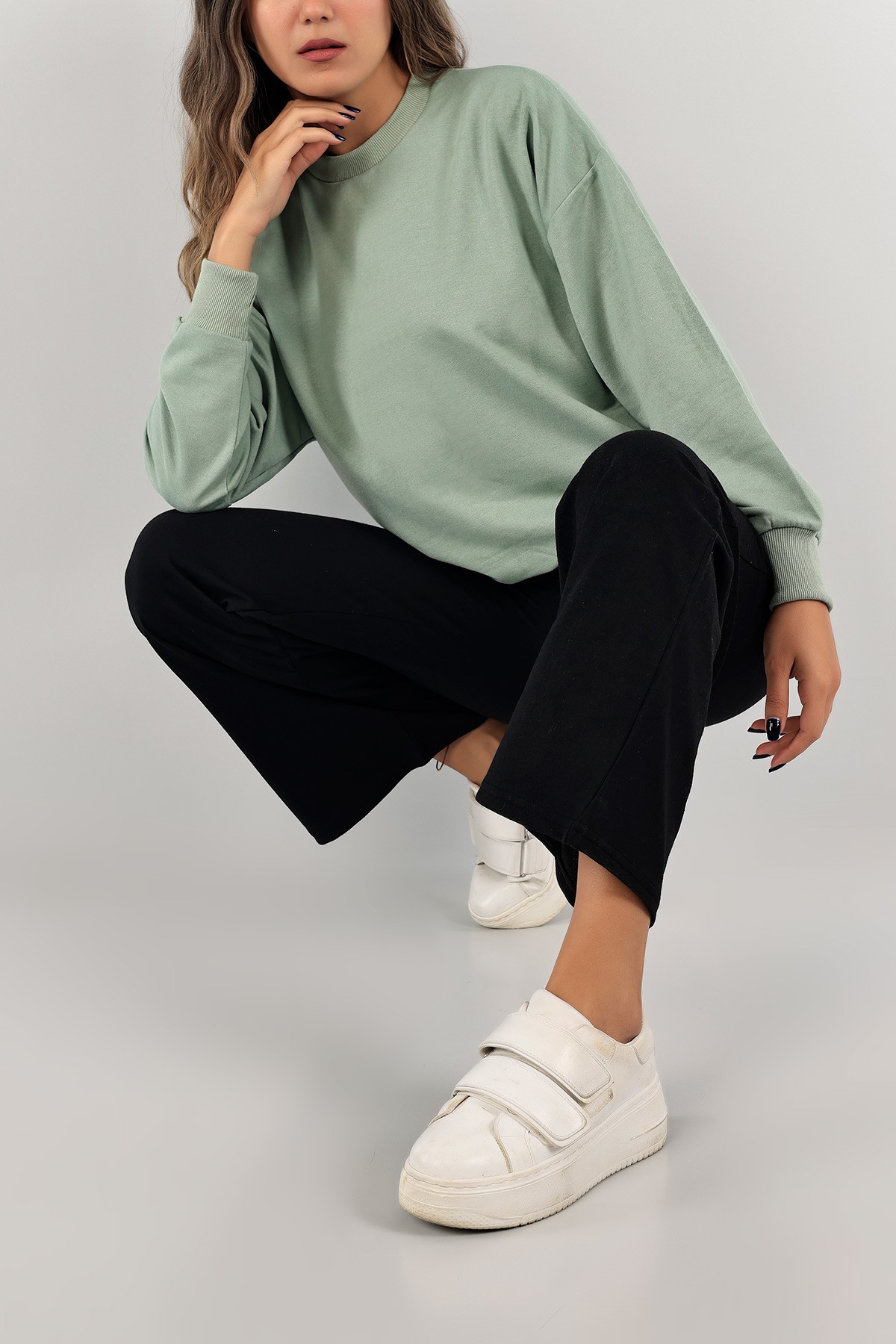Su Yeşili İki İp Bayan Sweat 126650