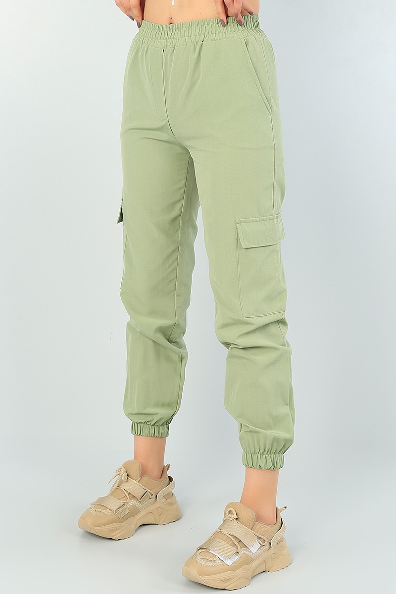 Su Yeşili Kargo Cepli Poplin Yazlık Pantolon 64825