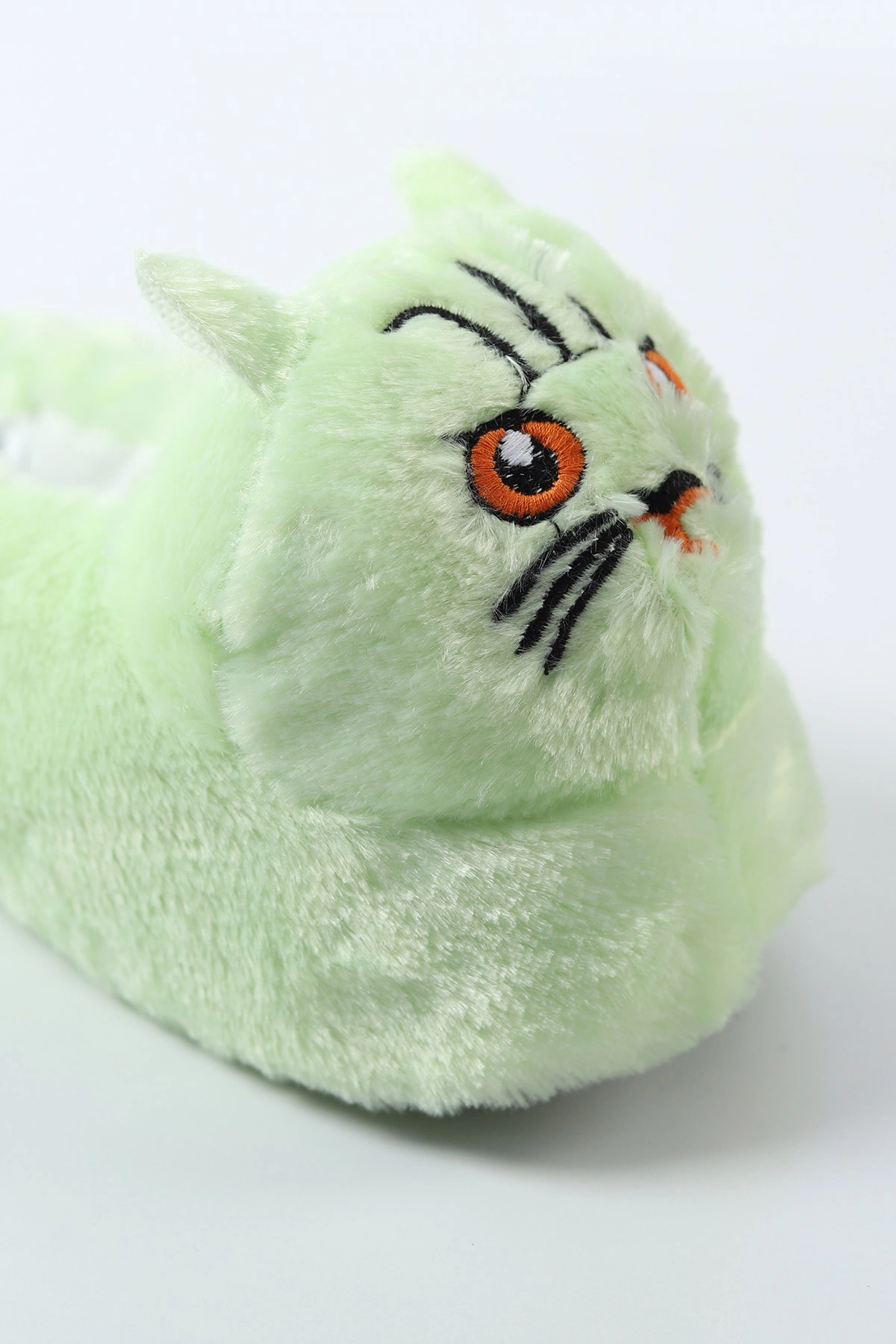 Su Yeşili Kedi Figürlü Peluş Kadın Panduf 490435