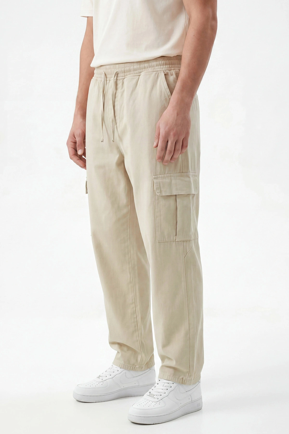 Su Yeşili Keten Baggy Kargo Cepli Erkek Pantolon 456103