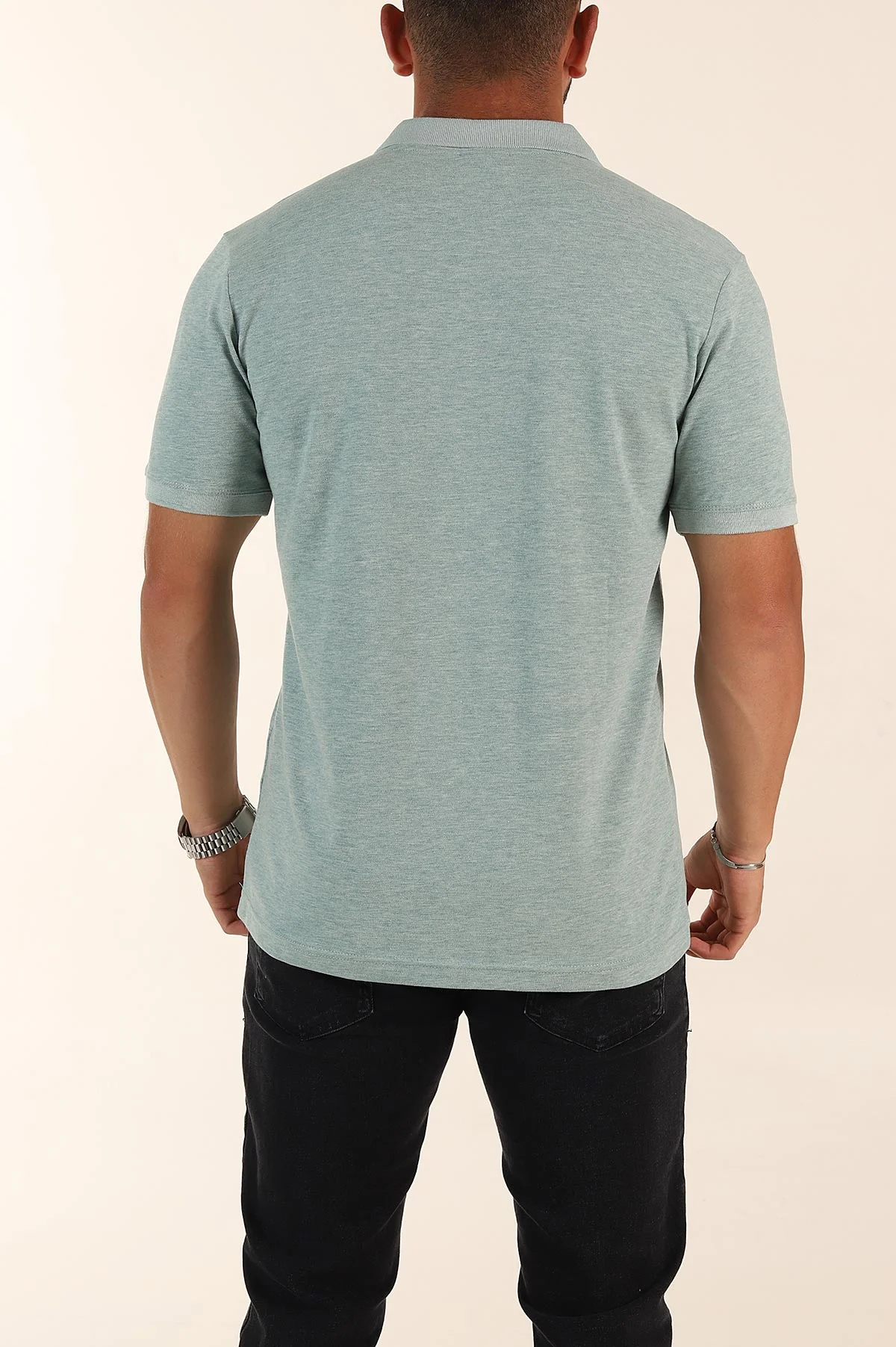 Su Yeşili Kırçıllı Regular Fit Basic Polo Yaka Erkek Tişört 372078