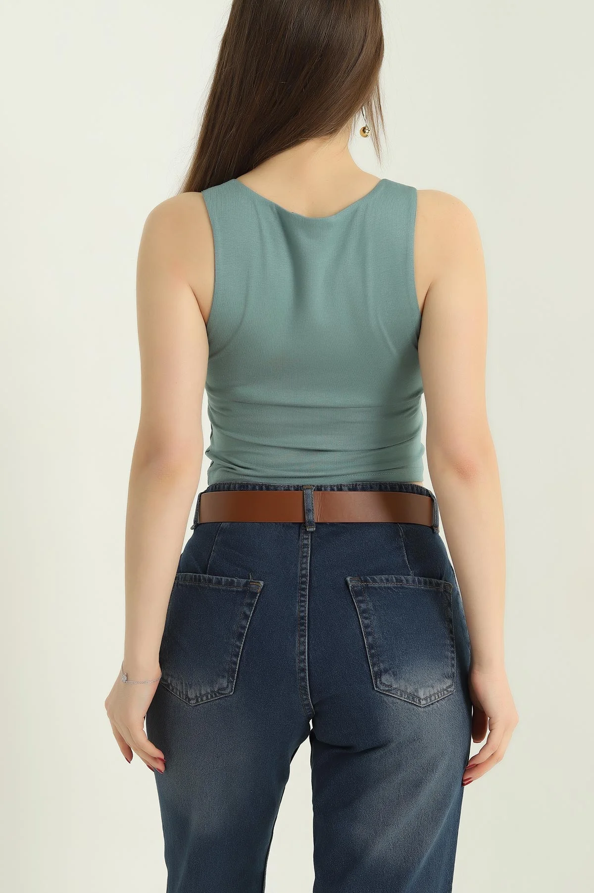 Su Yeşili Kolsuz Likralı Crop 335301