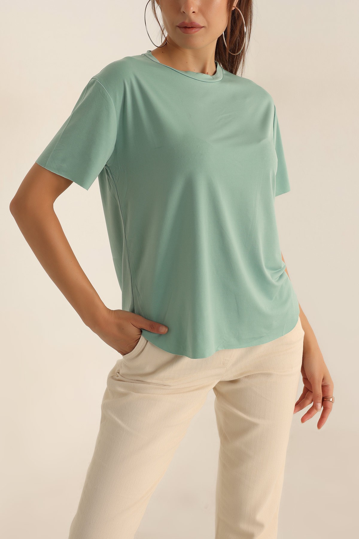 Su Yeşili Lazer Kesim Sandy Bluz 195001