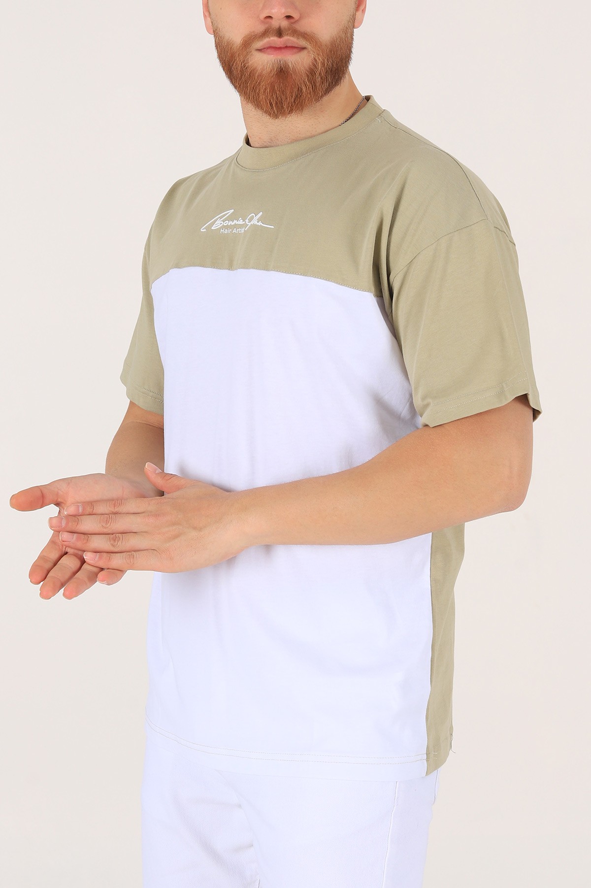 Su Yeşili Oversize Baskılı Erkek Tişört 171992