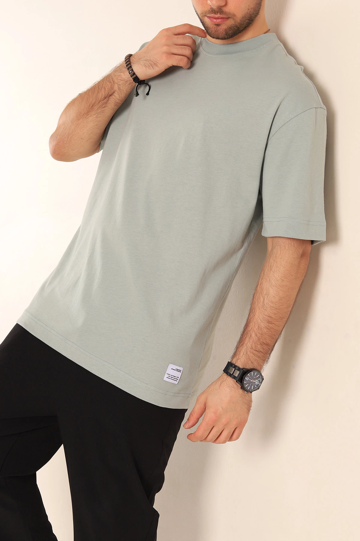 Su Yeşili Oversize Suprem Basic Erkek Tişört 254696