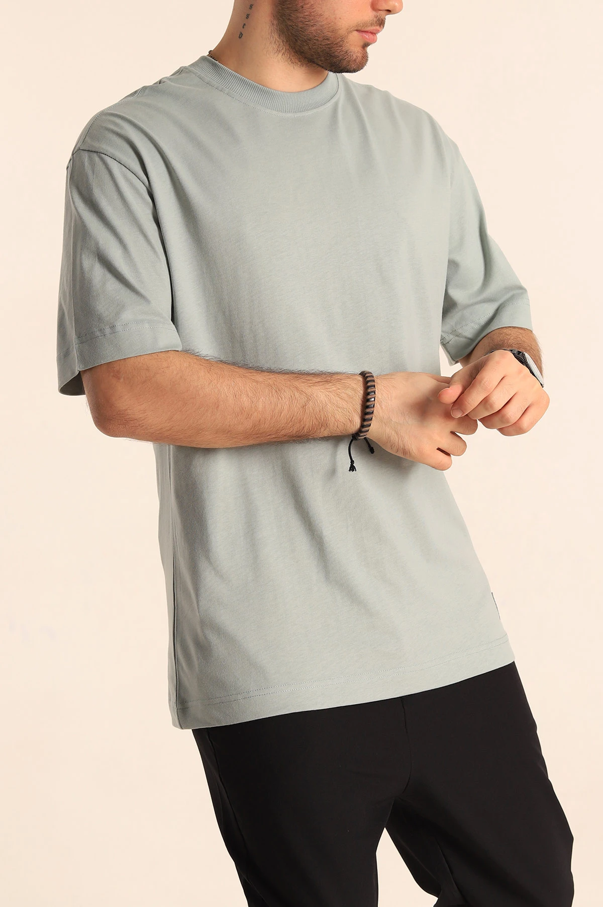 Su Yeşili Oversize Suprem Basic Erkek Tişört 254696