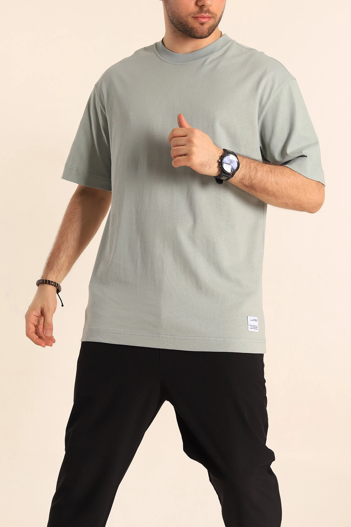 Su Yeşili Oversize Suprem Basic Erkek Tişört 254696