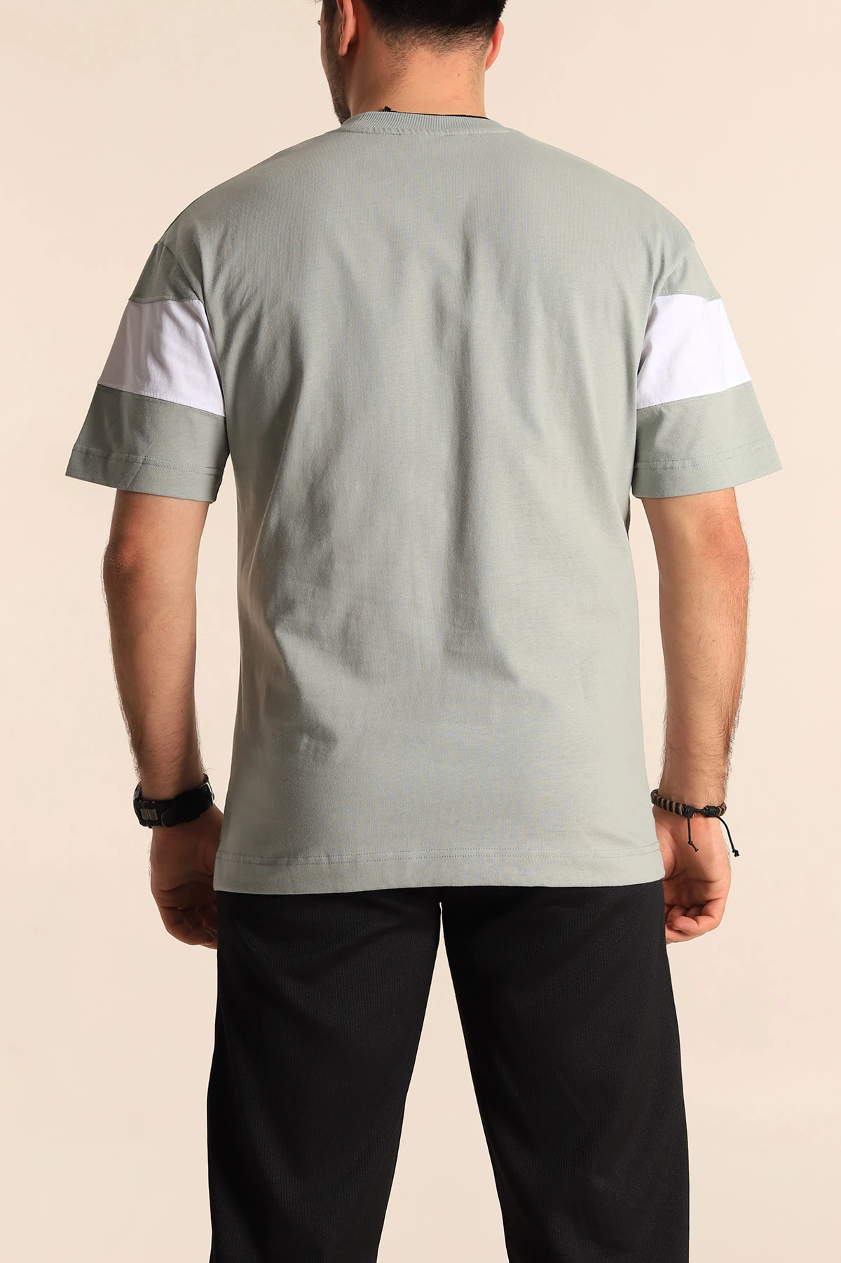 Su Yeşili Oversize Suprem Parçalı Erkek Tişört 249451