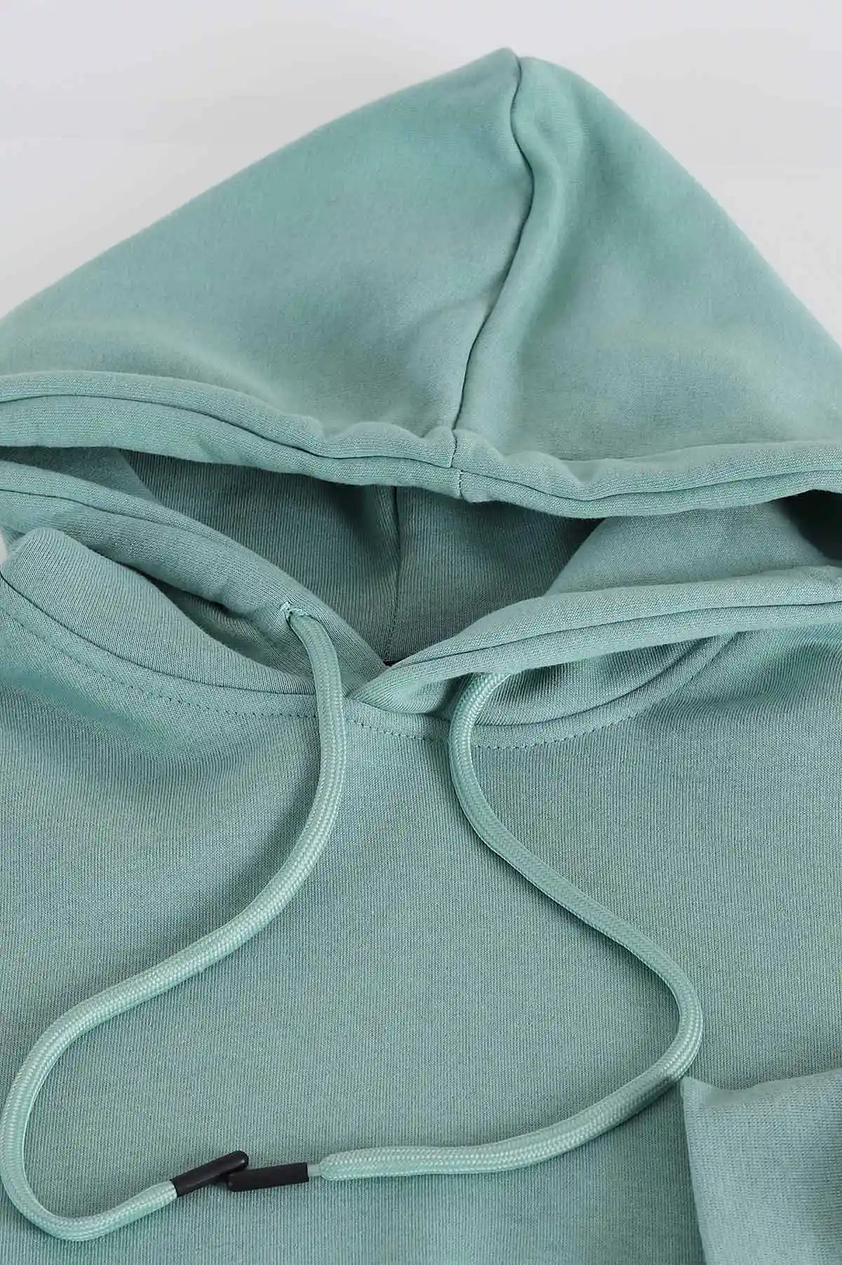 Su Yeşili Oversize Üç İp Şardonlu Erkek Basic Kapüşonlu Sweatshirt 398910