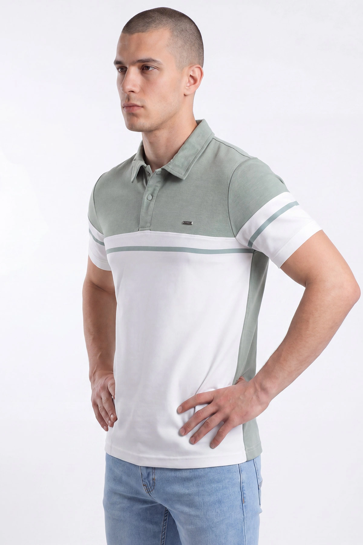 Su Yeşili Oysho Kumaş Polo Yaka Erkek Tişört 471686