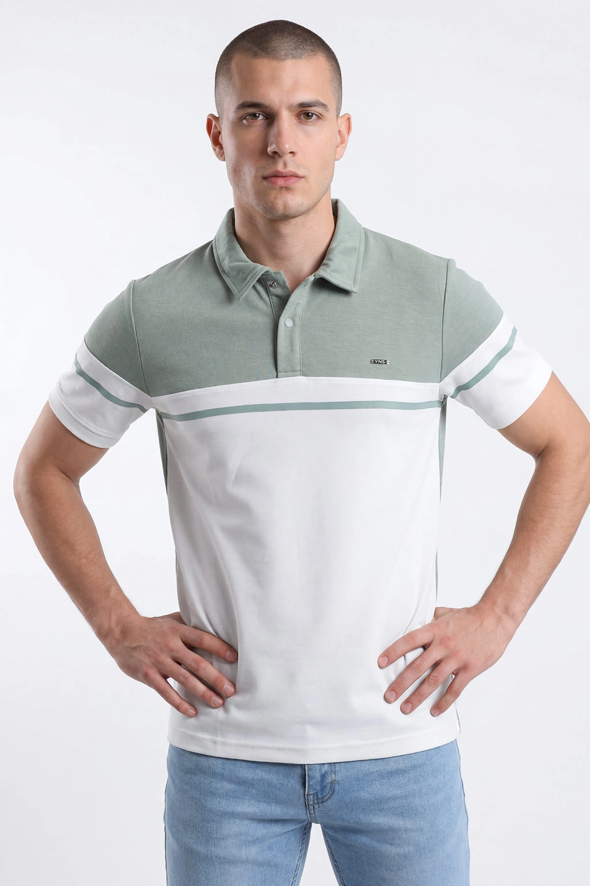 Su Yeşili Oysho Kumaş Polo Yaka Erkek Tişört 471686