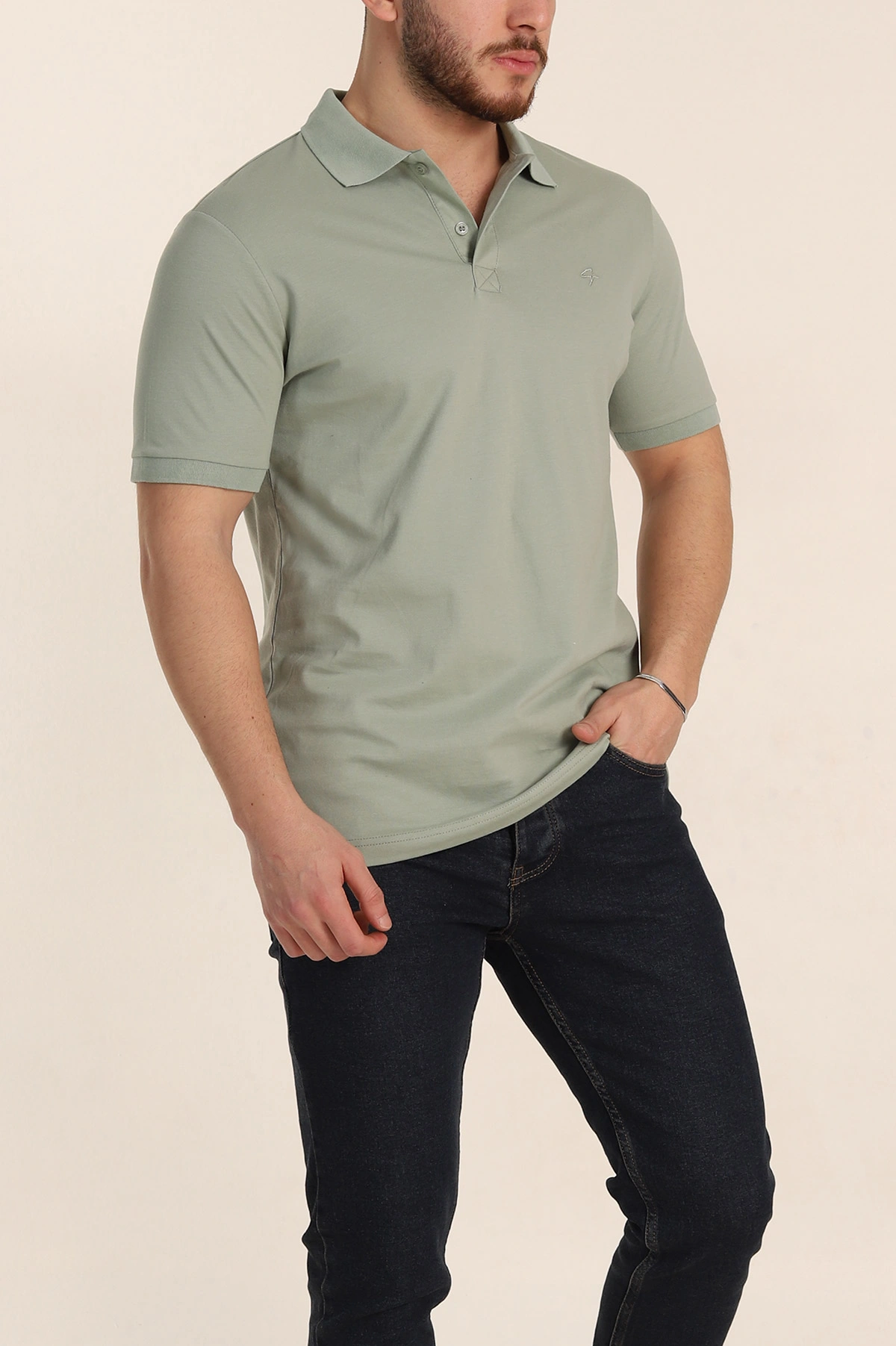 Su Yeşili Regular Fit Basic Polo Yaka Erkek Tişört 342468