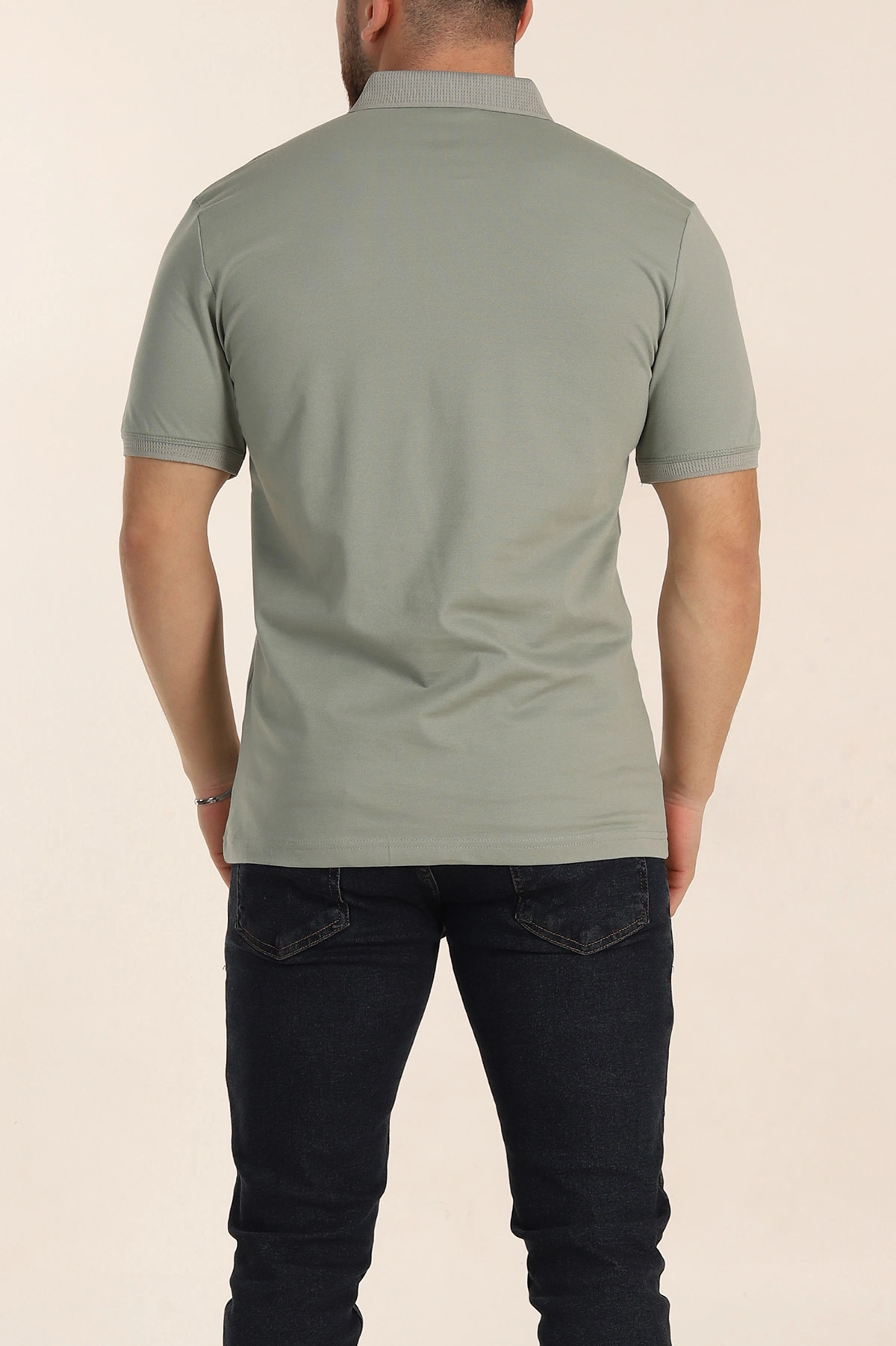 Su Yeşili Regular Fit Dokulu Polo Yaka Erkek Tişört 342496