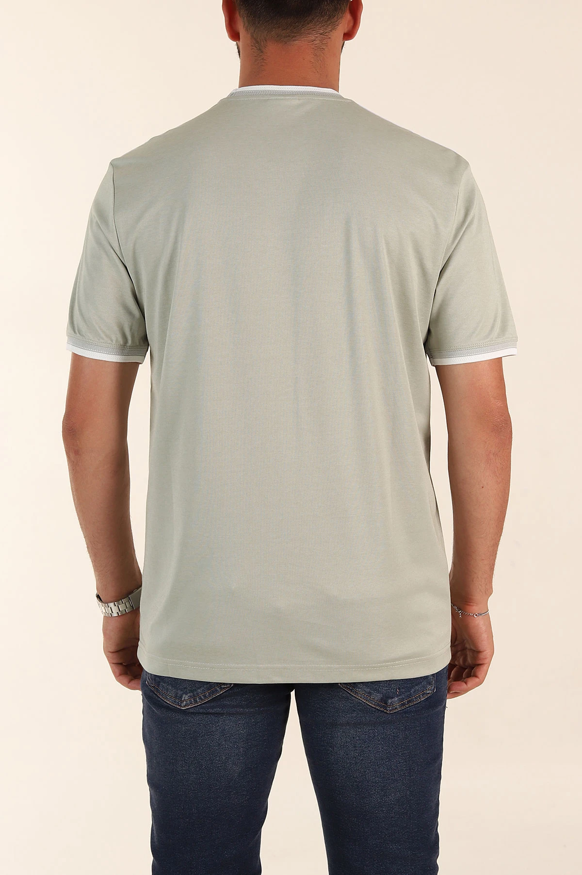 Su Yeşili Regular Fit Omuz Şerit Detaylı Erkek Tişört 372089