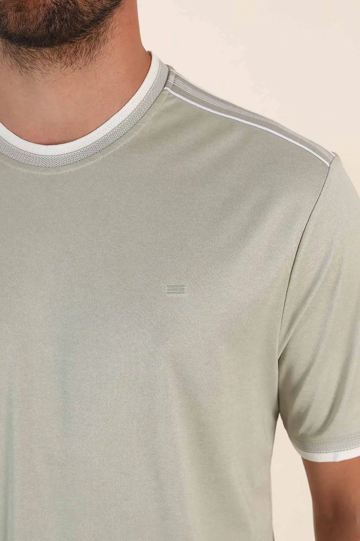 Su Yeşili Regular Fit Omuz Şerit Detaylı Erkek Tişört 372089