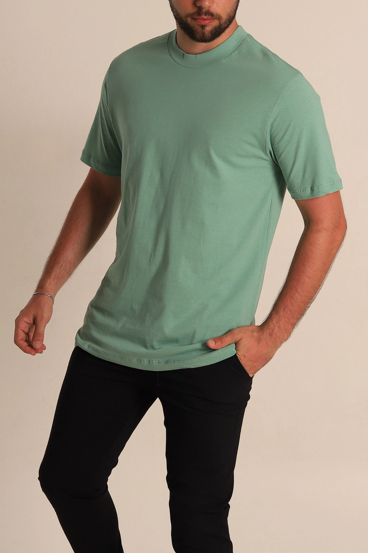 Su Yeşili Relaxed Fit Basic Erkek Tişört 279904