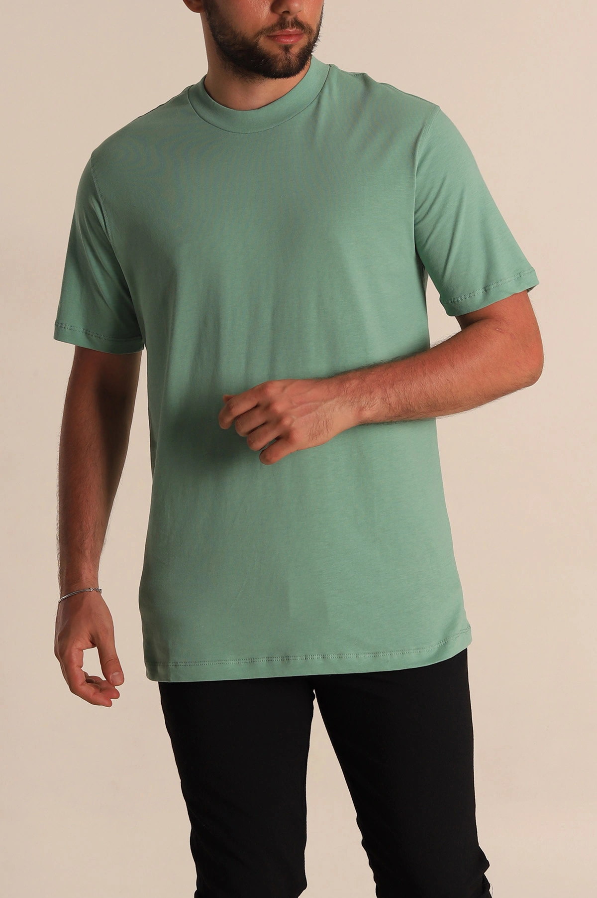 Su Yeşili Relaxed Fit Basic Erkek Tişört 279904
