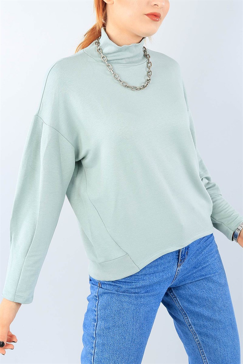 Su Yeşili Ribana Yaka Bayan Sweat 39205