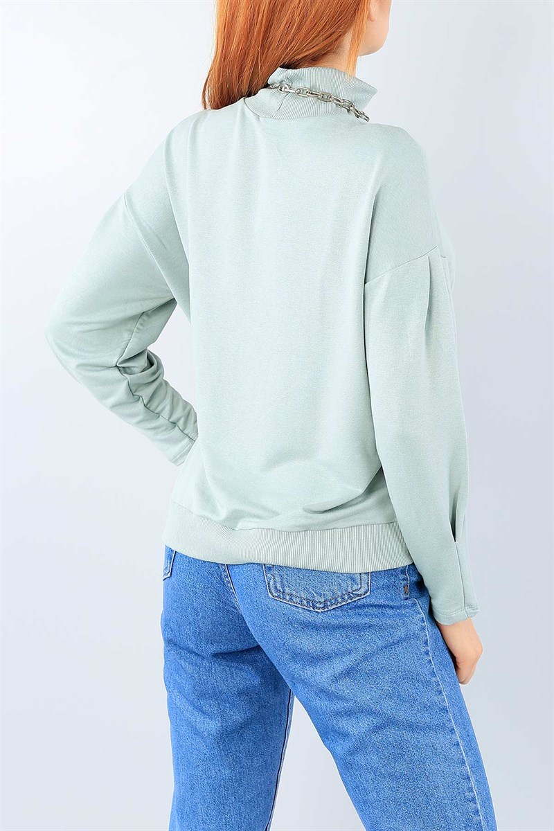 Su Yeşili Ribana Yaka Bayan Sweat 39205