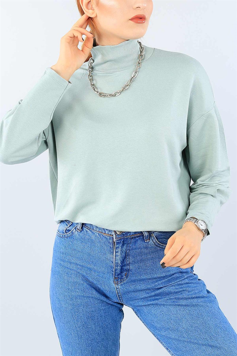 Su Yeşili Ribana Yaka Bayan Sweat 39205