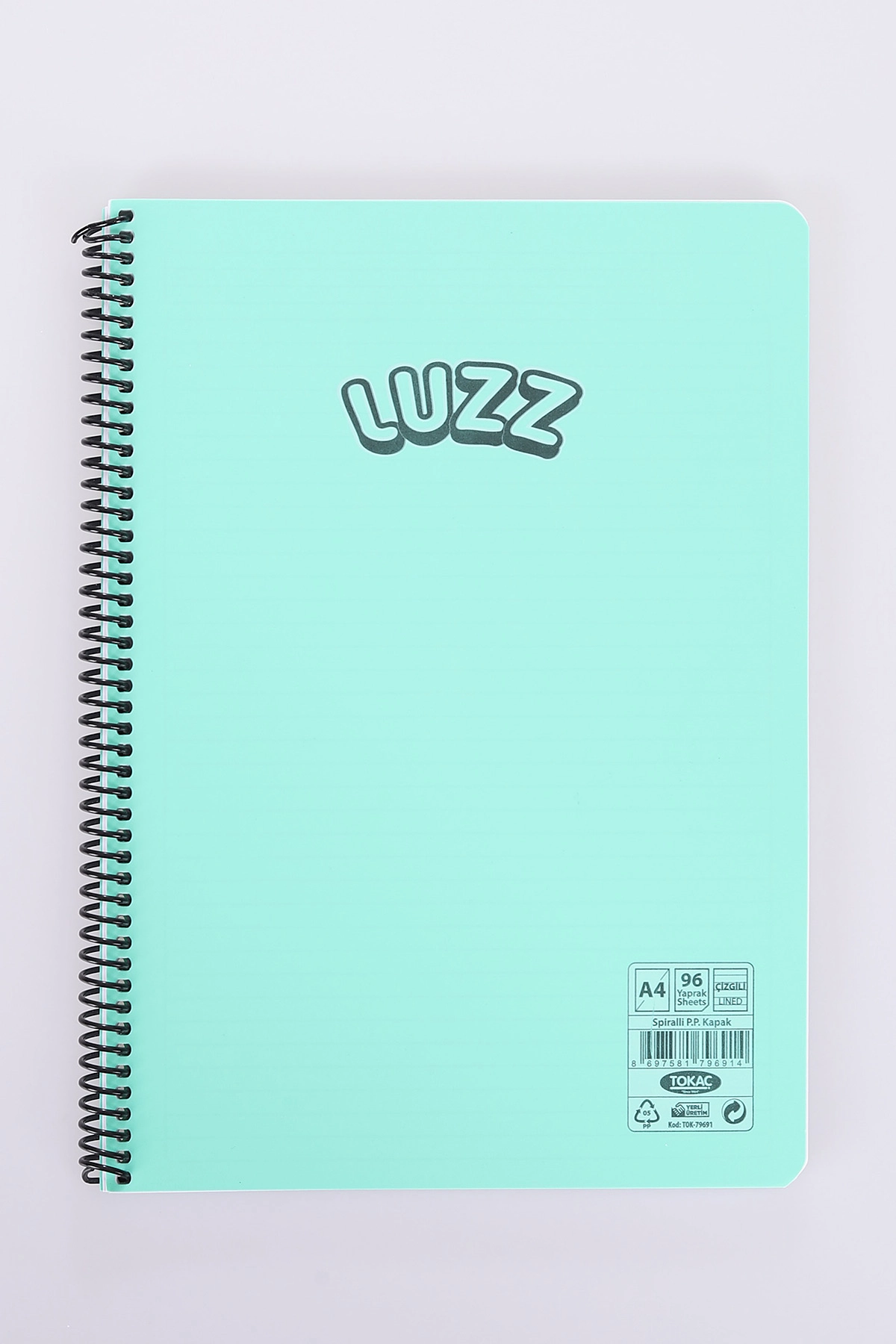 Su Yeşili Tokaç Luzz 96 Yaprak Çizgili PP Kapak Telli Defter 478403