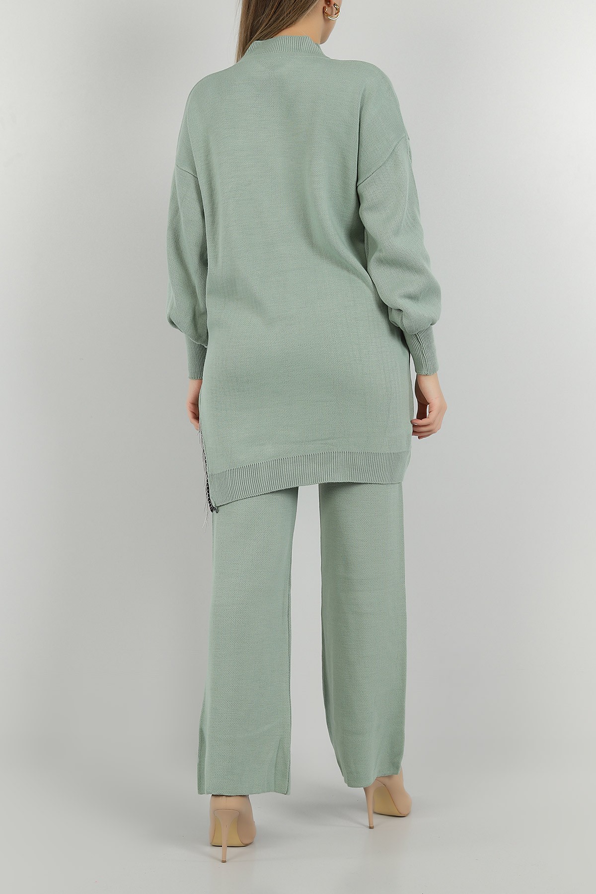 Su Yeşili Zincir Püsküllü Triko Bayan İkili Takım 147152