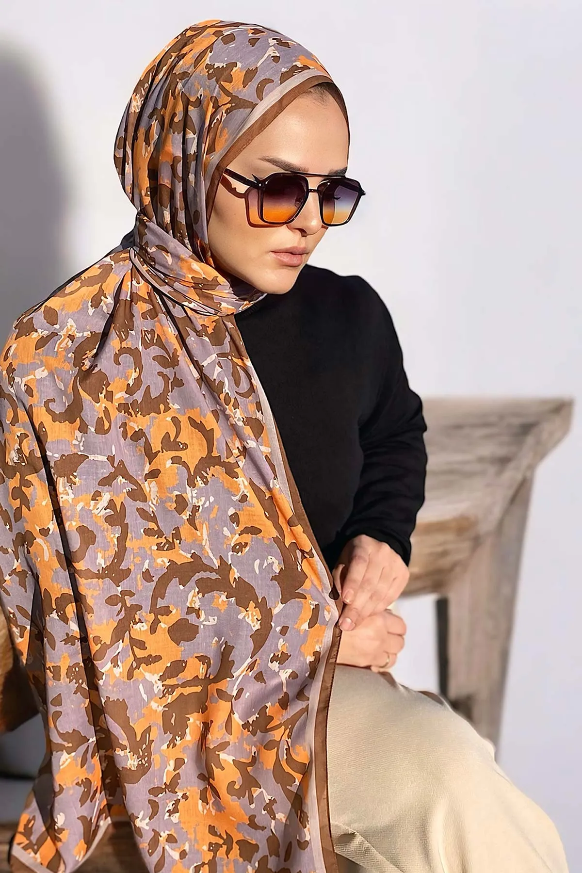 Taba 180X70 cm Dijital Baskı Lıerre Desenli Pamuk Şal 333458