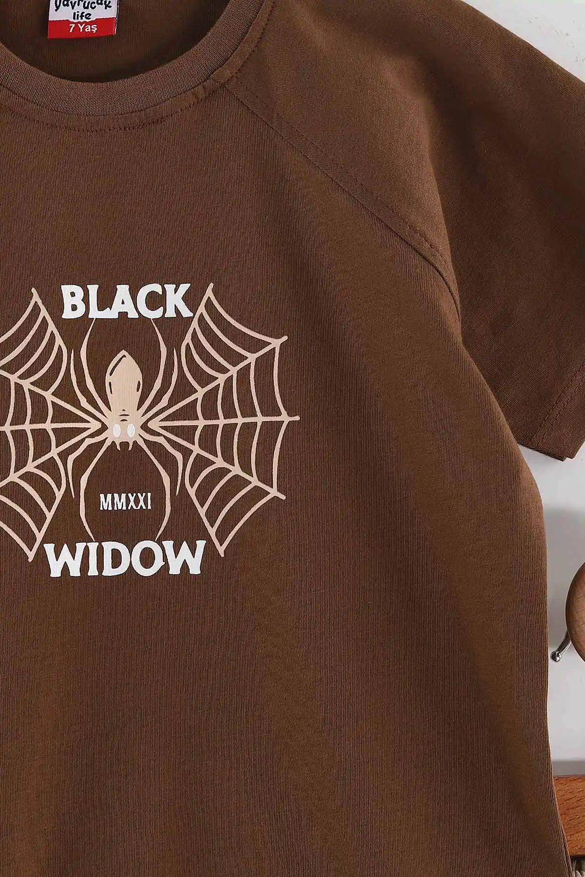 Taba (2-10 Yaş)Black Widow Baskılı Cepli  Şortlu Penye Erkek Çocuk Yazlık Takım 437745