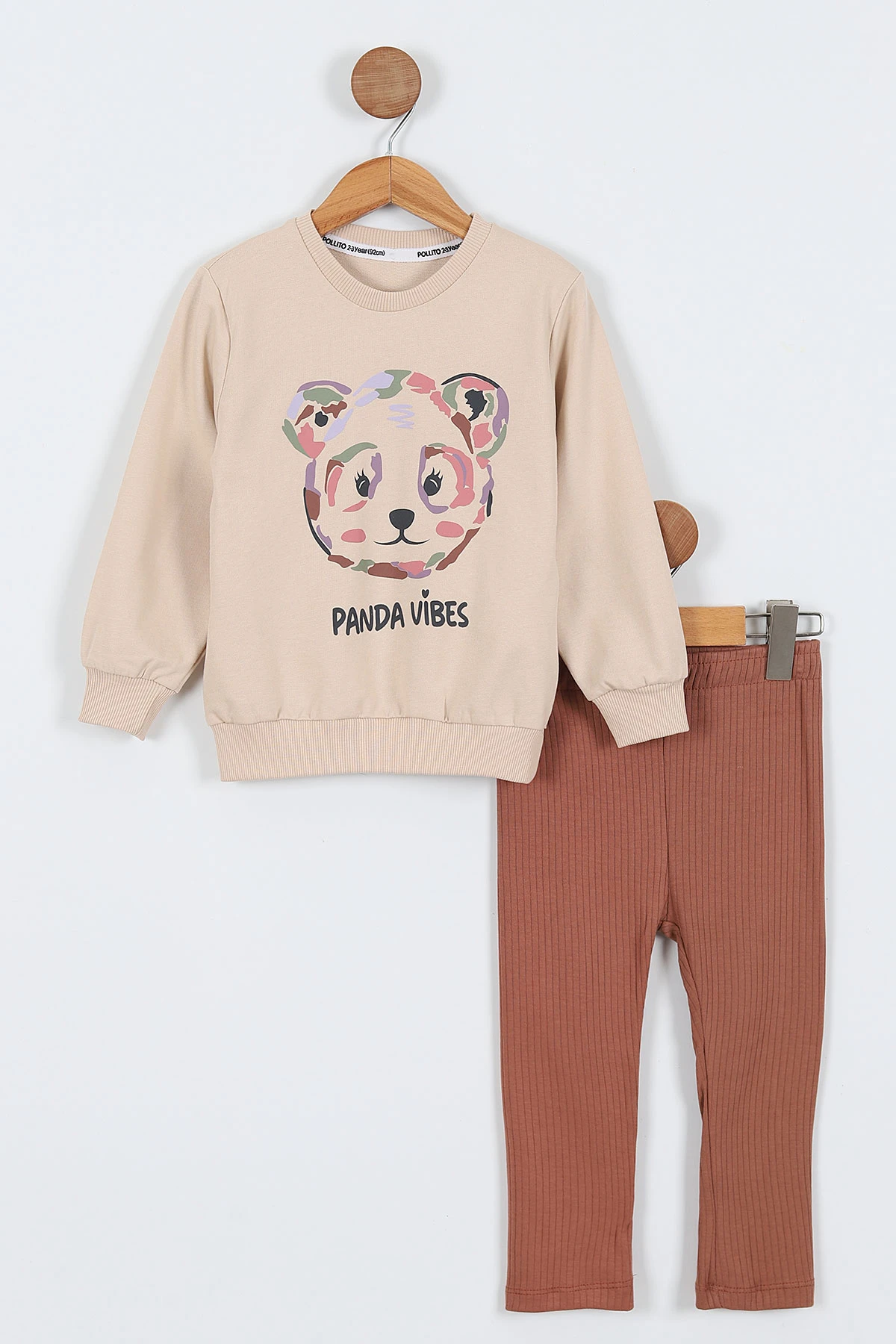 Taba (2-5 Yaş) Panda Vibes Baskılı Taytlı Kız Çocuk Takım 336967