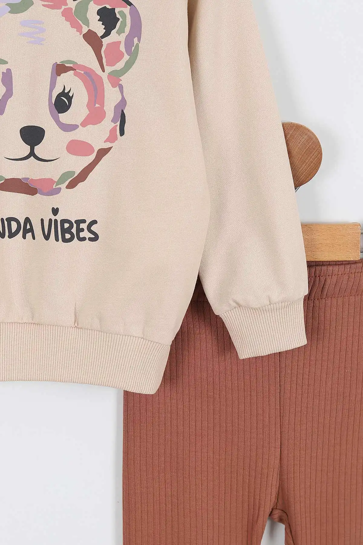 Taba (2-5 Yaş) Panda Vibes Baskılı Taytlı Kız Çocuk Takım 336967