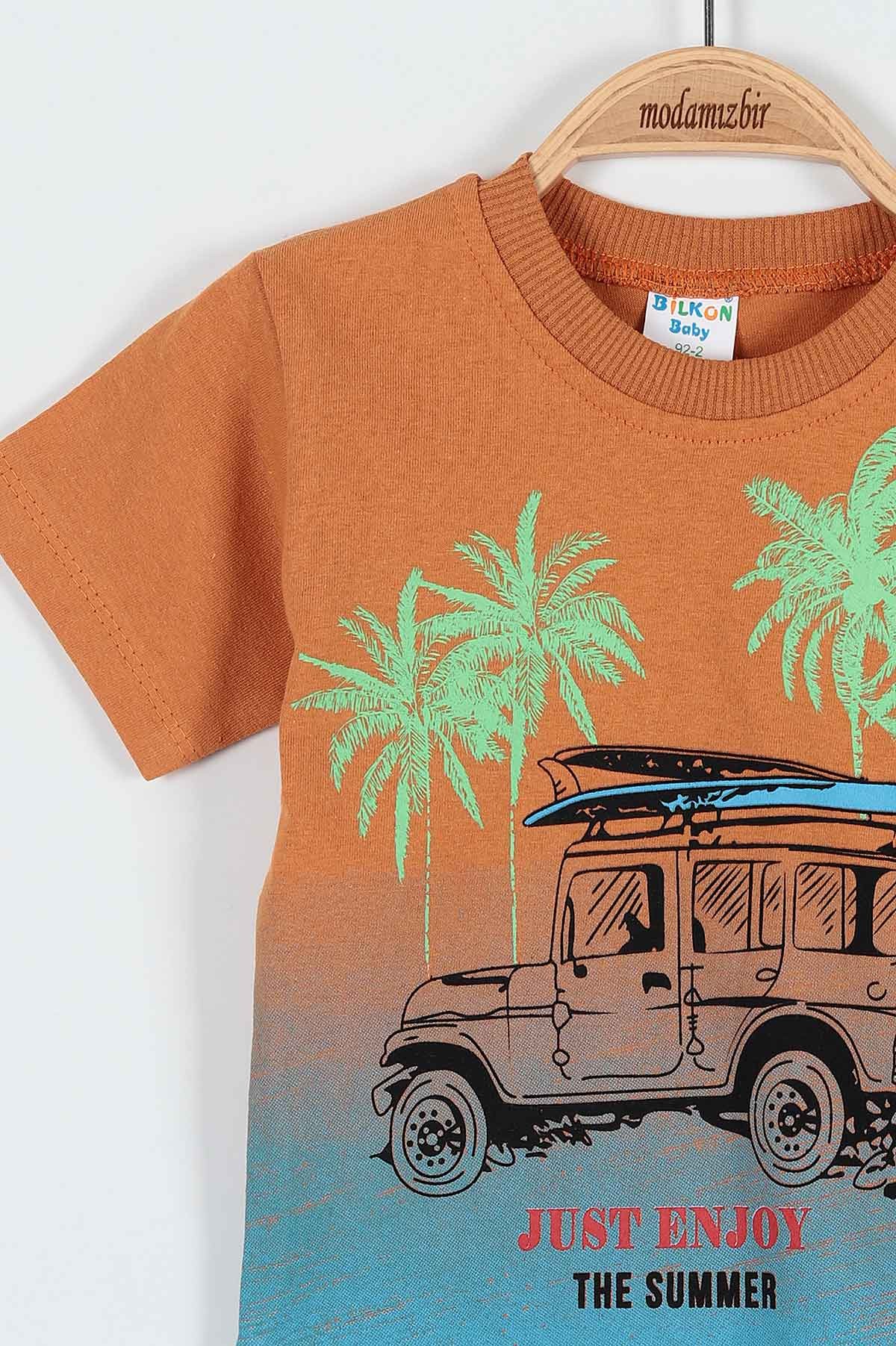 Taba (2-5 Yaş) Safari Araba Palmiye Baskılı şortlu Erkek Çocuk Takım 185099
