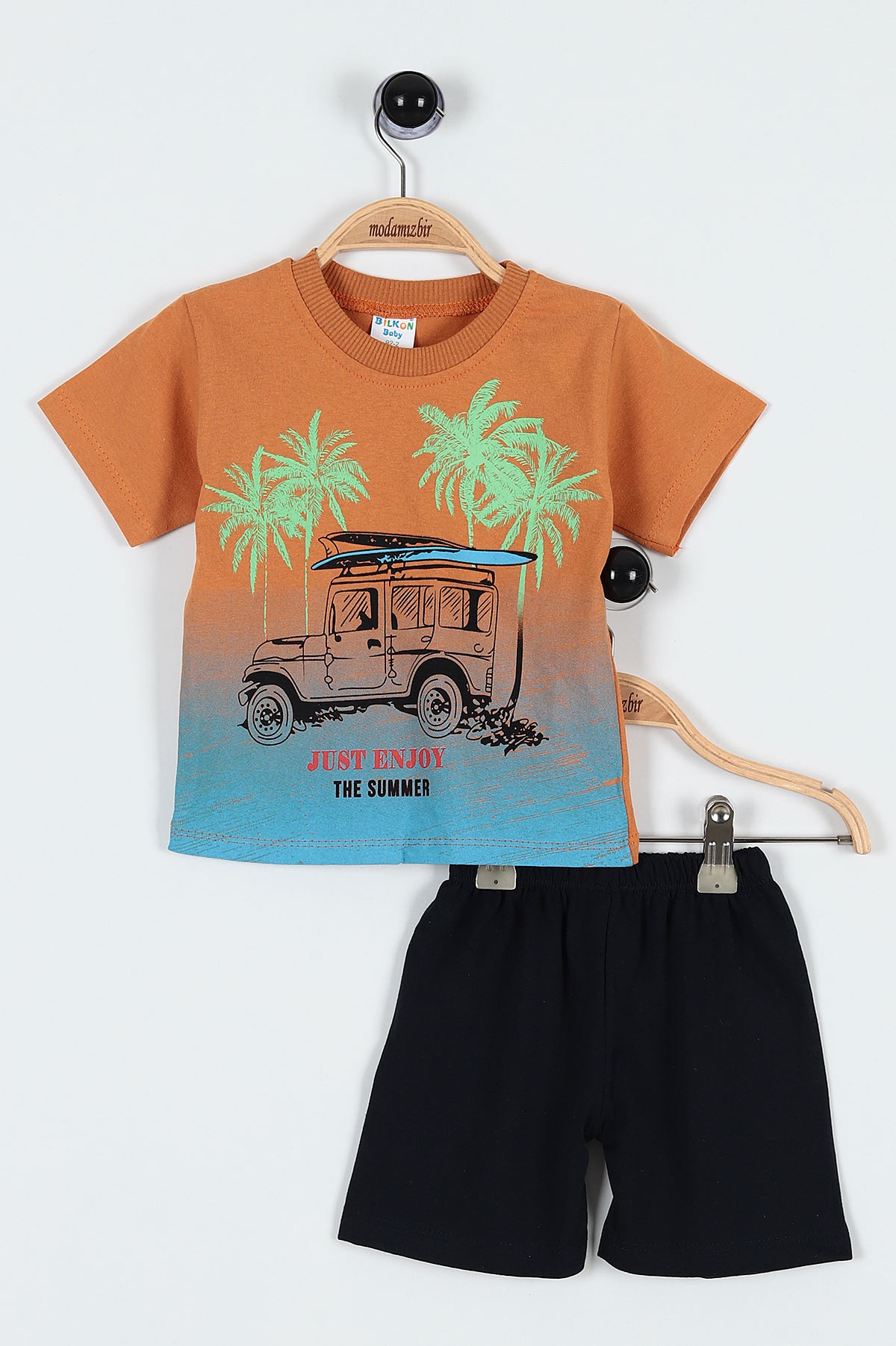 Taba (2-5 Yaş) Safari Araba Palmiye Baskılı şortlu Erkek Çocuk Takım 185099