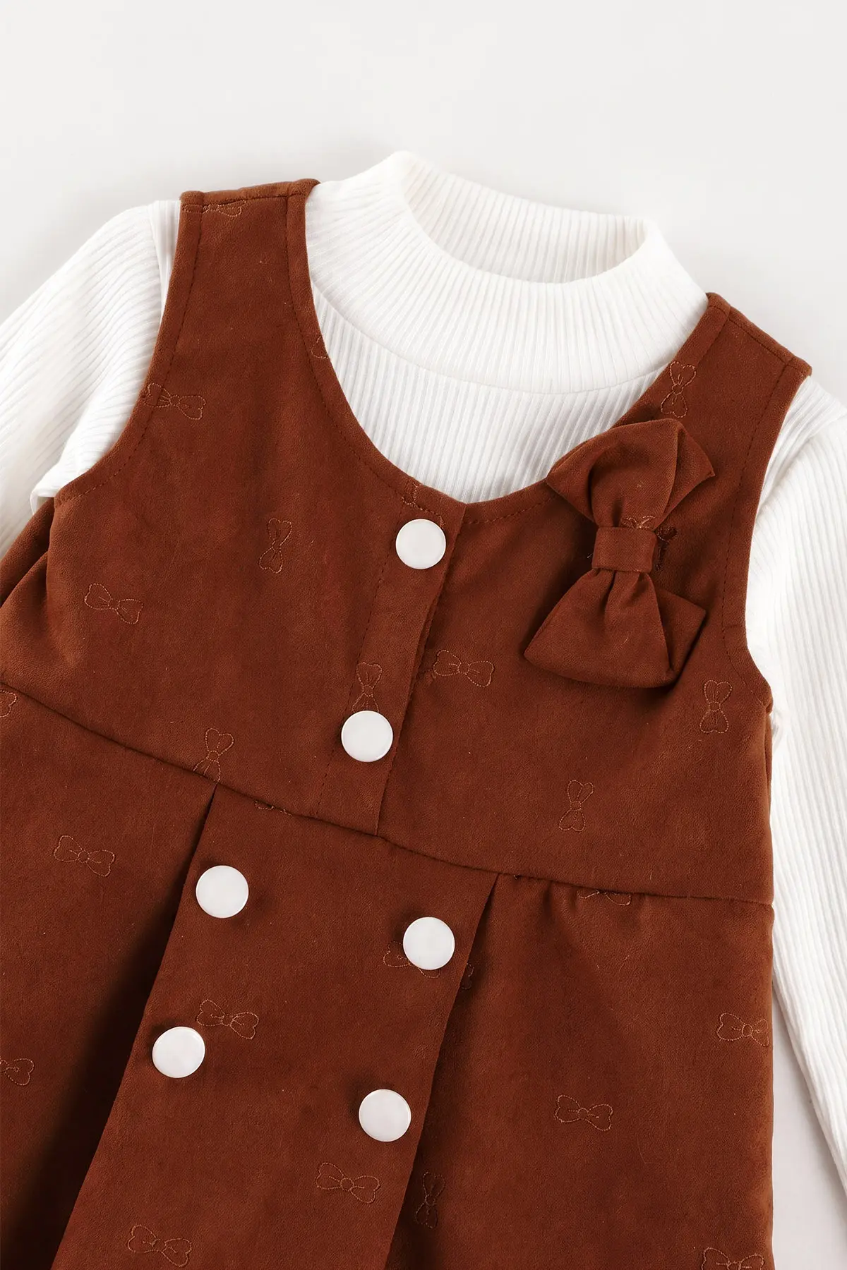 Taba (2-6 Yaş) Raporlu Badili Şapkalı Kadife Kız Çocuk Elbise 483504